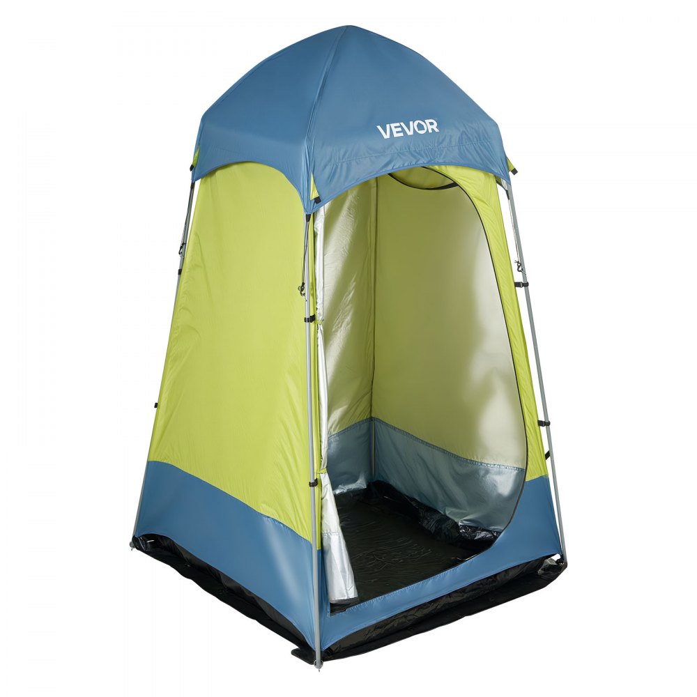 VEVOR Tienda de Campaña de 1 Habitación, con Ducha y Baño, Piquetas, Cuerdas, Bolsa de Transporte y Poste de Acero, Tela Oxford 200D, para Camping, Playa y Pesca, Verde, 1397 x 1397 x 2184 mm