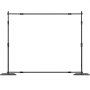 Kit de cortinas y tubos VEVOR ajustables de color negro con bases resistentes, perfecto para crear fondos personalizados.
