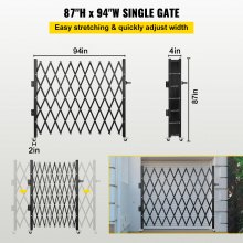 VEVOR Puerta de Seguridad Plegable Simple Acabado en Polvo 2x2,28 m con Ruedas