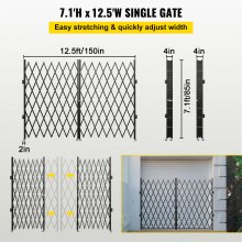 VEVOR Puerta de Seguridad Plegable Doble Acabado en Polvo 2 x 3,66 m con Ruedas