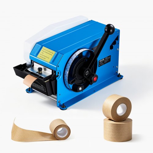 VEVOR Dispensador Manual de Cinta Activada por Agua 10,2-101,6 cm Palanca, con Ancho de 40-100 mm, Grosor de 0,1-0,5 mm, Depósito de 1,3 kg, Control de 3 Niveles y Rollos Ø200 mm para Cajas de Cartón