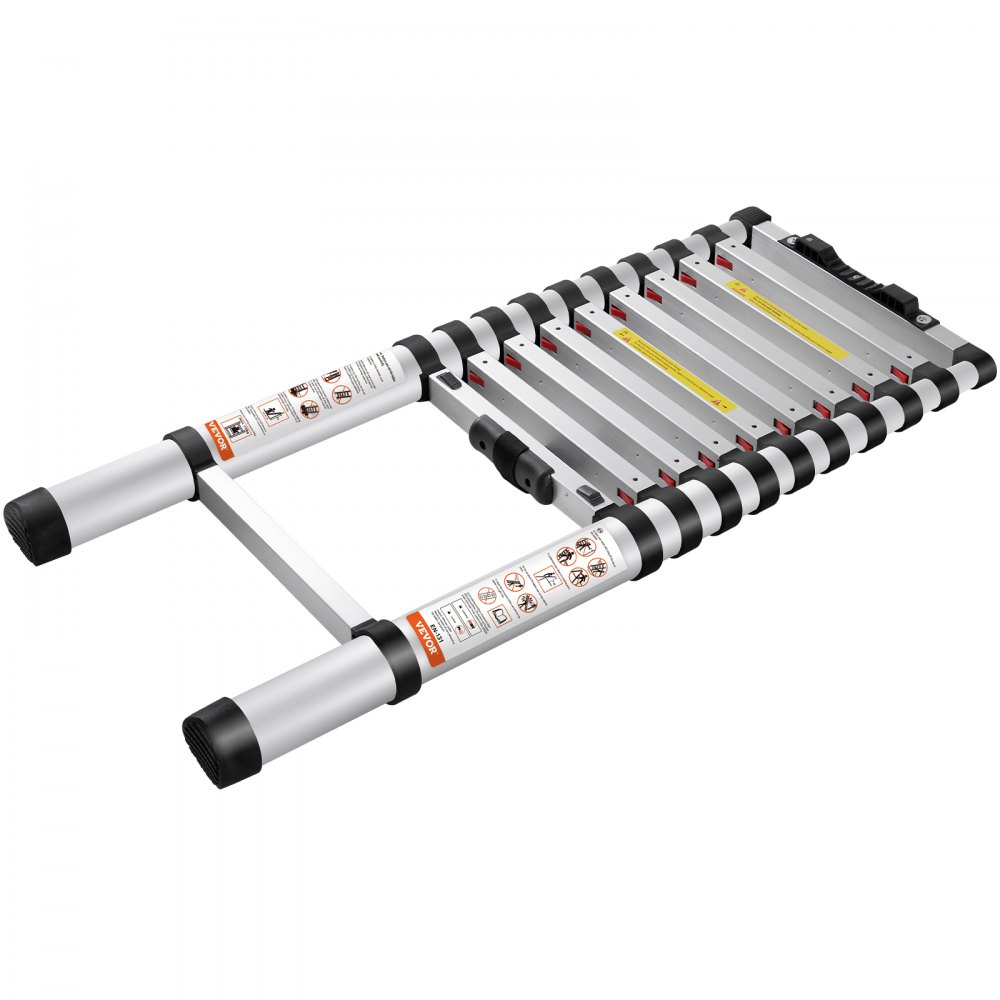 VEVOR 3.2m Telescopic Ladder, Non-Slip Folding Ladder, 48x9.5x76.5cm, Step Ladder, One-Button Retraction, Multi-Purpose Ladder, Aluminum Alloy, 170kg Load Capacity, Ideal for Home Repairs, Decoration, and Painting