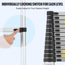 VEVOR Escalera Telescópica Extensible con Múltiples Botones 475 x 90 x 937 mm