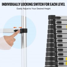 VEVOR Escalera Telescópica Extensible con Múltiples Botones 490 x 96 x 1010 mm