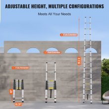 VEVOR Escalera Telescópica Extensible con Múltiples Botones 490 x 96 x 1010 mm