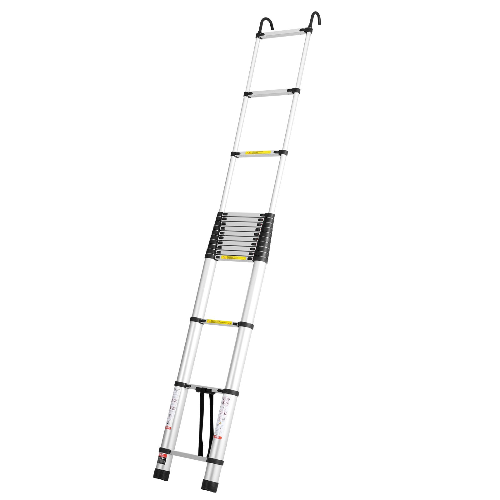 VEVOR Escalera Telescópica, Escalera Extensible Ligera de Aluminio Plegable Retráctil con Múltiples Botones, Capacidad de 170 kg con Pies Antideslizantes, para el Hogar, RV, Loft, 490 x 96 x 1010 mm