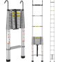 VEVOR Escalera Telescópica de Aluminio Carga de 190 kg Escalera de Extensión Portátil Alcance de 5,5 m Antideslizantes Escalera Compacta Multiusos Retracción con Un Botón para Reparaciones Domésticas