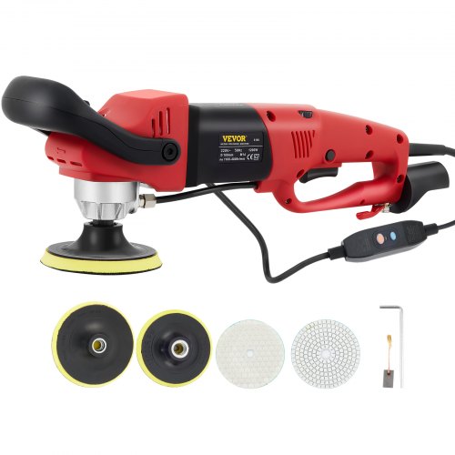 VEVOR Pulidora Electrónica de Piedra Húmeda de 4" y 5" Rojo Aluminio Pulidora de Concreto Bajo Modo de Inyección de Agua 1200W 1100-4200RPM Máquina Pulidora 100 mm de Diámetro de la Rueda de Pulido