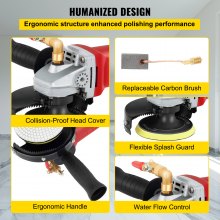 VEVOR Pulidora de Hormigón Aluminio 860W Pulidora Electrónica de Piedra Húmeda de 4″ y 5″ 5000 RPM 6 Engranajes de Cambio Ajustables Pulidora de Piedra Húmeda 3 Orificios de Inyección de Agua 3,9 kg