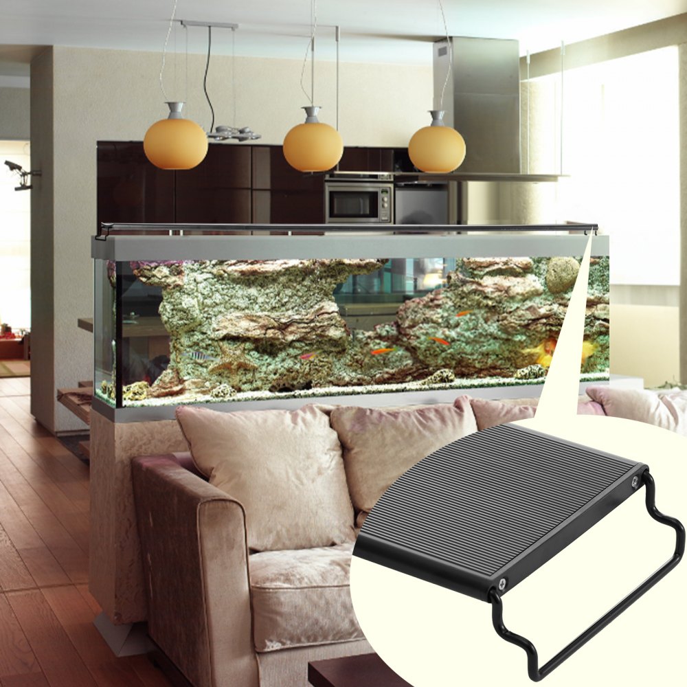 VEVOR Luz de Acuario con Monitor LCD, Luz de Tanque de Peces de Espectro Completo de 24 W, Brillo Ajustable y Temporizador, Soportes Extensibles de Carcasa de Aleación de Aluminio 750 x 95 x 35 mm