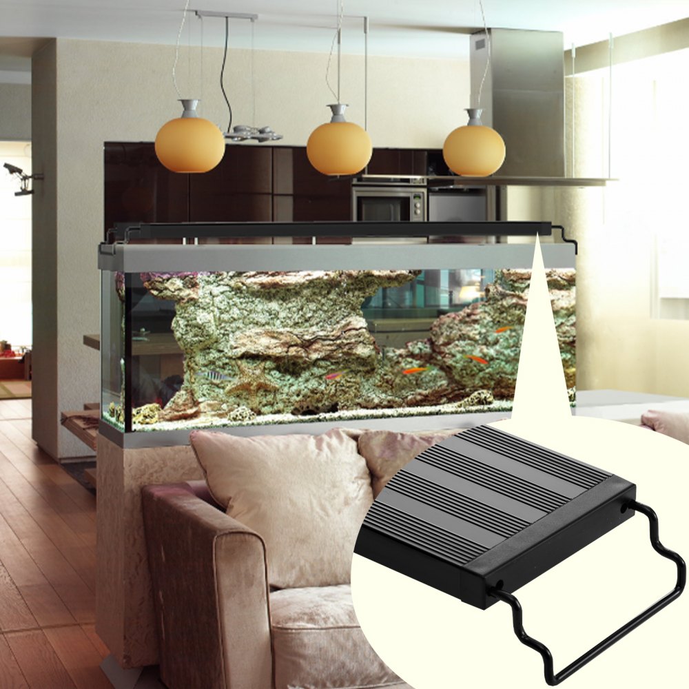 VEVOR Luz de Acuario, 22 W de Espectro Completo para Pecera con 5 Niveles de Brillo Ajustable, Temporizador Ajustable y Memoria de Apagado, con Soportes Extensibles de Carcasa de ABS 765 x 85 x 37 mm