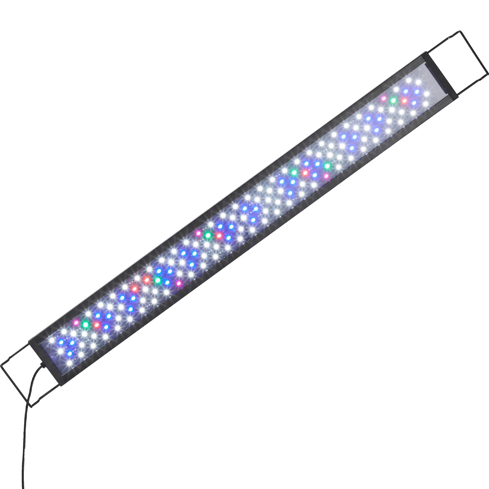 VEVOR Luz de Acuario, 22 W de Espectro Completo para Pecera con 5 Niveles de Brillo Ajustable, Temporizador Ajustable y Memoria de Apagado, con Soportes Extensibles de Carcasa de ABS 765 x 85 x 37 mm