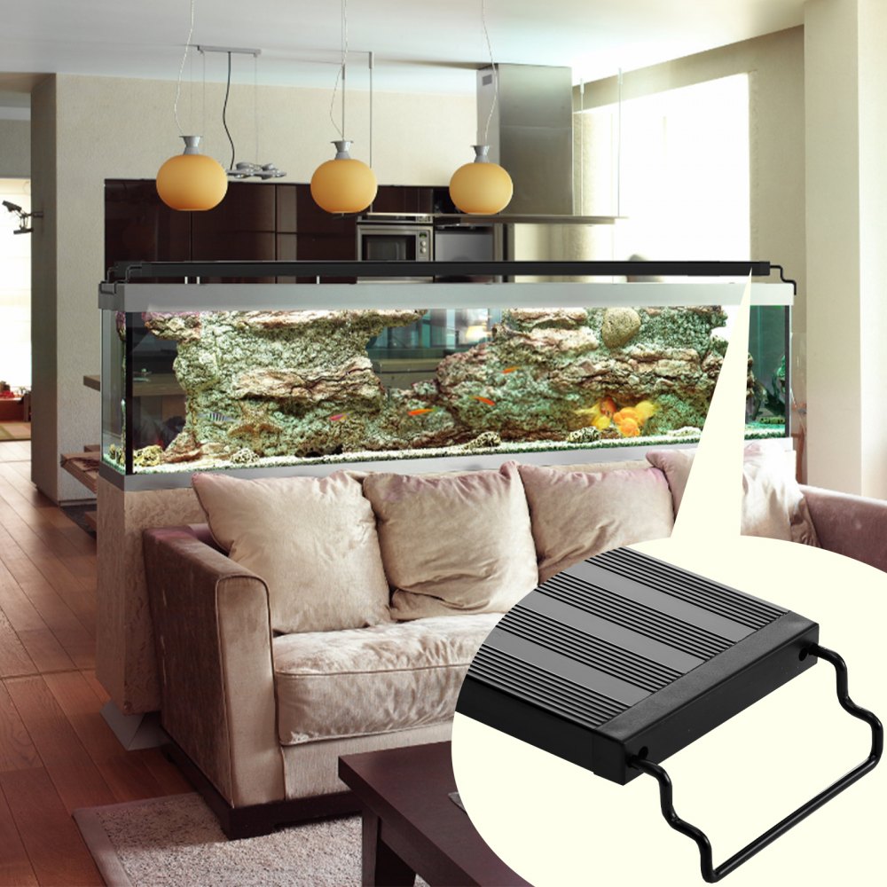 VEVOR Luz de Acuario, Luz de Tanque de Peces de Espectro Completo de 48 W, Temporizador Ajustable y Brillo de 5 Niveles, con Soportes Extensibles de Carcasa de Aleación de Aluminio 1190 x 75 x 35 mm