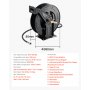 VEVOR Carrete de Manguera para Hidrolavadora 15,2 m x 9,5 mm, Retráctil de Acero, para Pared y Suelo, 275,8 bar de Presión, Rebobinado Automático para Lavado de Coches, Suelos y Jardines, Negro