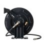 VEVOR Carrete de Manguera para Hidrolavadora 15,2 m x 9,5 mm, Retráctil de Acero, para Pared y Suelo, 275,8 bar de Presión, Rebobinado Automático para Lavado de Coches, Suelos y Jardines, Negro