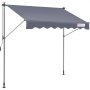 VEVOR Toldo Retráctil de 3 x 1,2 m, Toldo Manual para Terraza Altura Ajustable, Resistente al Viento y a los Rayos UV, con Cortina Parasol de 1 m y Manivela para Terraza, Patio Trasero, Jardín, Balcón