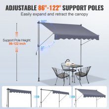 VEVOR Toldo Retráctil de 3 x 1,2 m, Toldo Manual para Terraza Altura Ajustable, Resistente al Viento y a los Rayos UV, con Cortina Parasol de 1 m y Manivela para Terraza, Patio Trasero, Jardín, Balcón