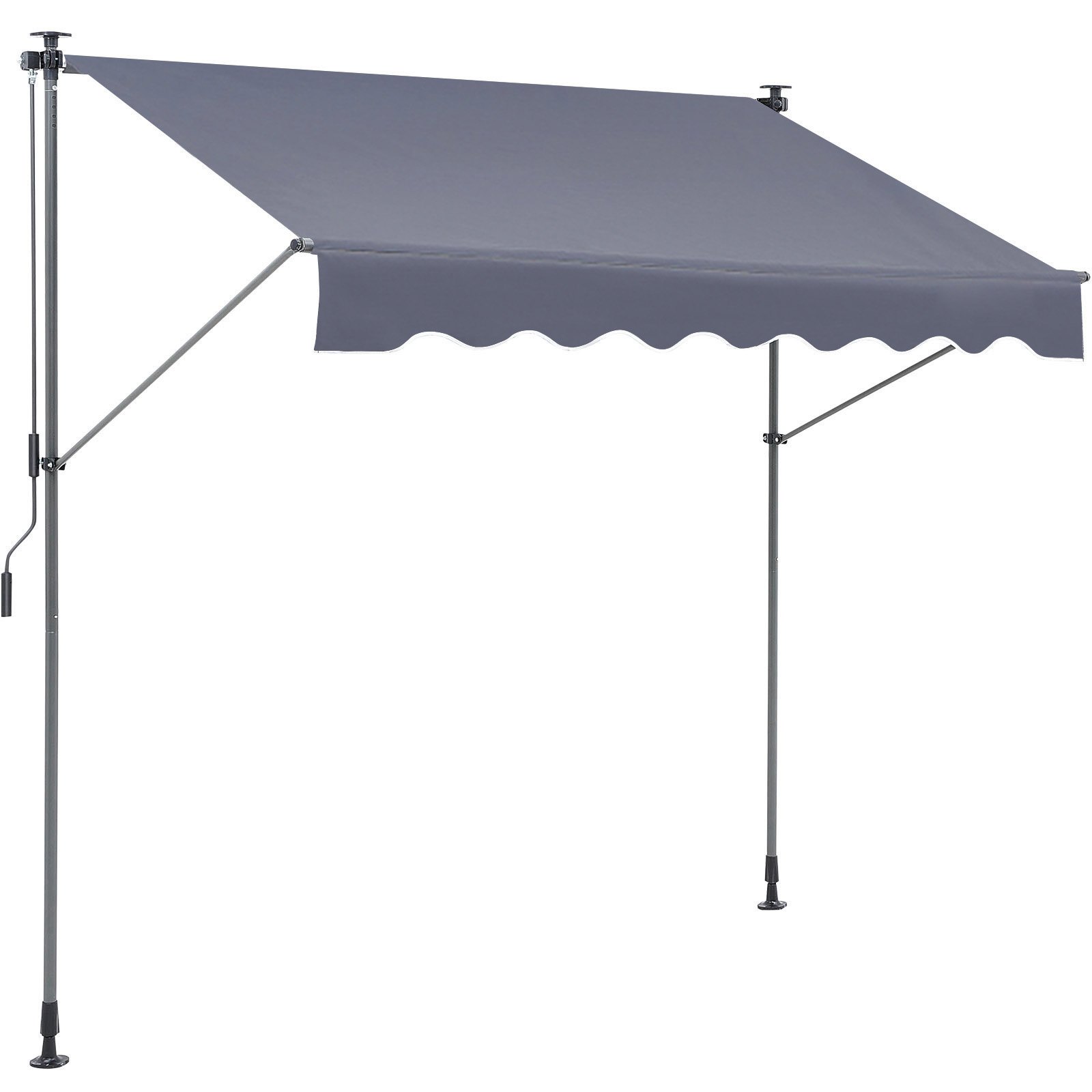 VEVOR Toldo Retráctil de 3 x 1,2 m, Toldo Manual para Terraza Altura Ajustable, Resistente al Viento y a los Rayos UV, con Cortina Parasol de 1 m y Manivela para Terraza, Patio Trasero, Jardín, Balcón