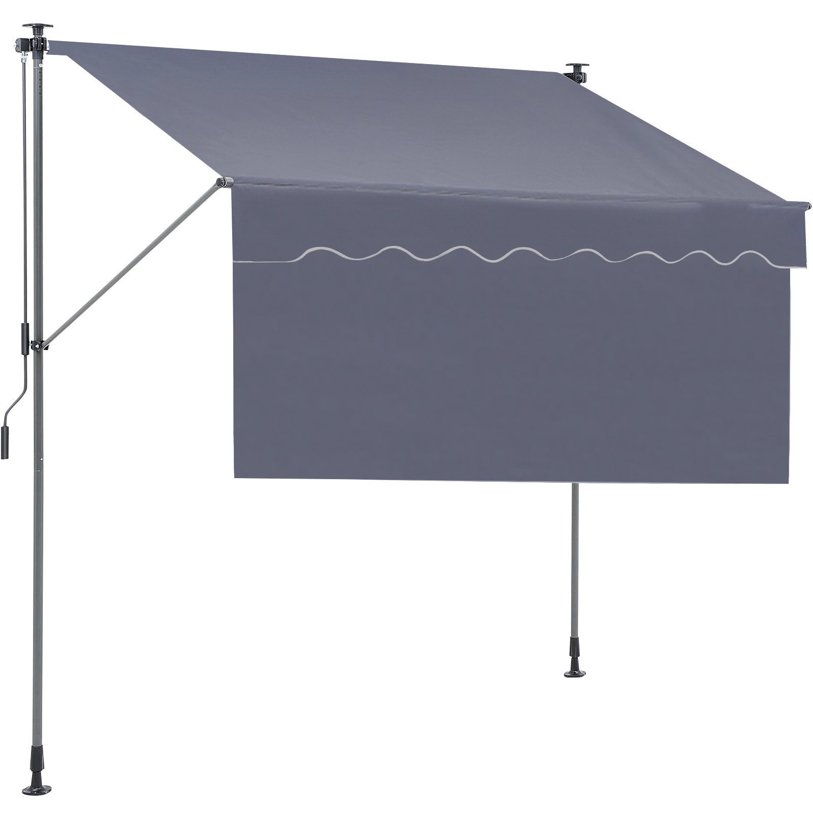 VEVOR Toldo Retráctil de 3 x 1,2 m, Toldo Manual para Terraza Altura Ajustable, Resistente al Viento y a los Rayos UV, con Cortina Parasol de 1 m y Manivela para Terraza, Patio Trasero, Jardín, Balcón