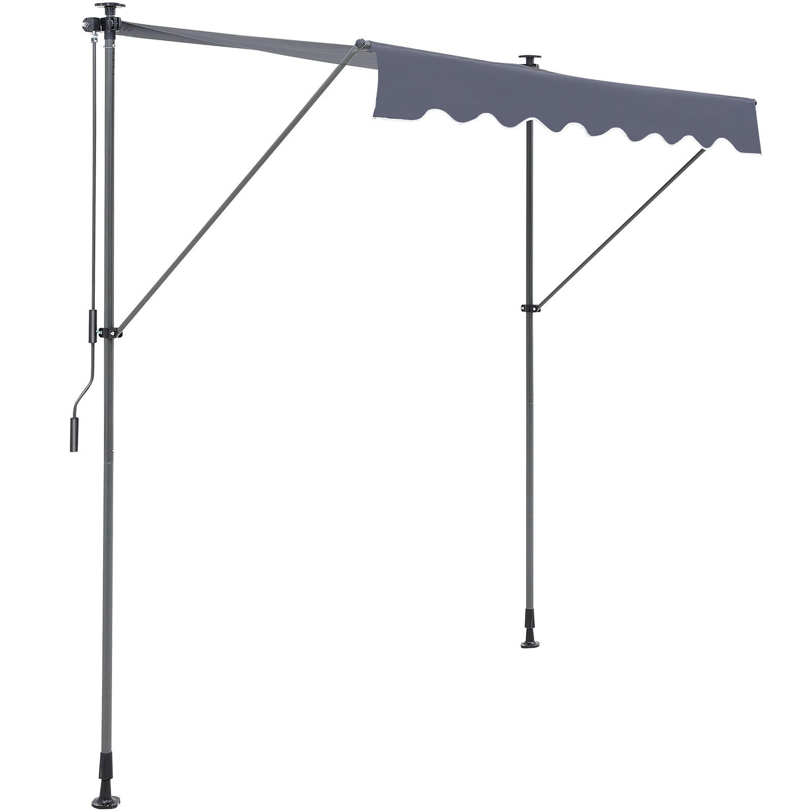 VEVOR Toldo Retráctil de 3 x 1,2 m, Toldo Manual para Terraza Altura Ajustable, Resistente al Viento y a los Rayos UV, con Cortina Parasol de 1 m y Manivela para Terraza, Patio Trasero, Jardín, Balcón