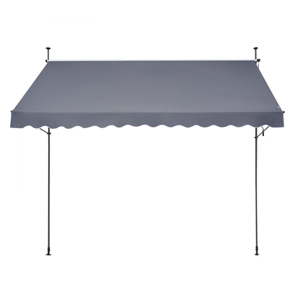 VEVOR Clamp Awning 350 x 120 cm, Balcony Awning with Hand Crank, Sun Awning, Patio Cover Sunsetter Deck, Height Adjustable from 218 to 309 cm, Awning for Patio/Balcony/Garden, Grey