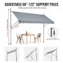 VEVOR Toldo Retráctil Manual Parasol 3,5x1,2 m con Manivela para Balcón, Gris