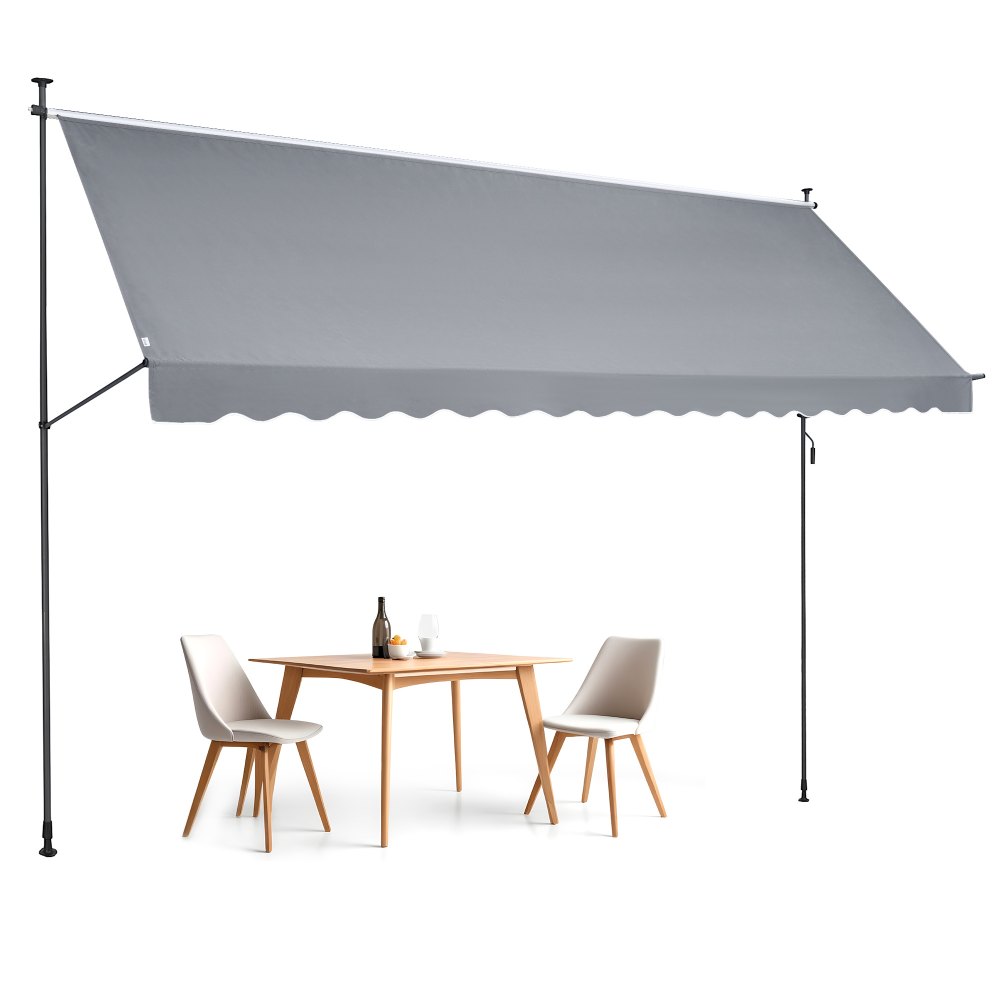 VEVOR Toldo Retráctil Manual 4,5x1,2 m con Manivela para Balcón Terraza, Gris