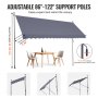 VEVOR Toldo Retráctil para Patio de 4,5x1,2 m Toldo Parasol con Manivela Manual Toldo para Patio al Aire Libre Altura Ajustable de 218 a 310 cm para Patio, Terraza, Jardín, Balcón, Gris Oscuro