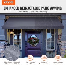 VEVOR Toldo Retráctil Manual 4,5x1,2 m con Manivela para Balcón Terraza, Gris