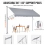 VEVOR Toldo Retráctil Manual 4 x 1,2 m con Manivela para Balcón Terraza, Gris