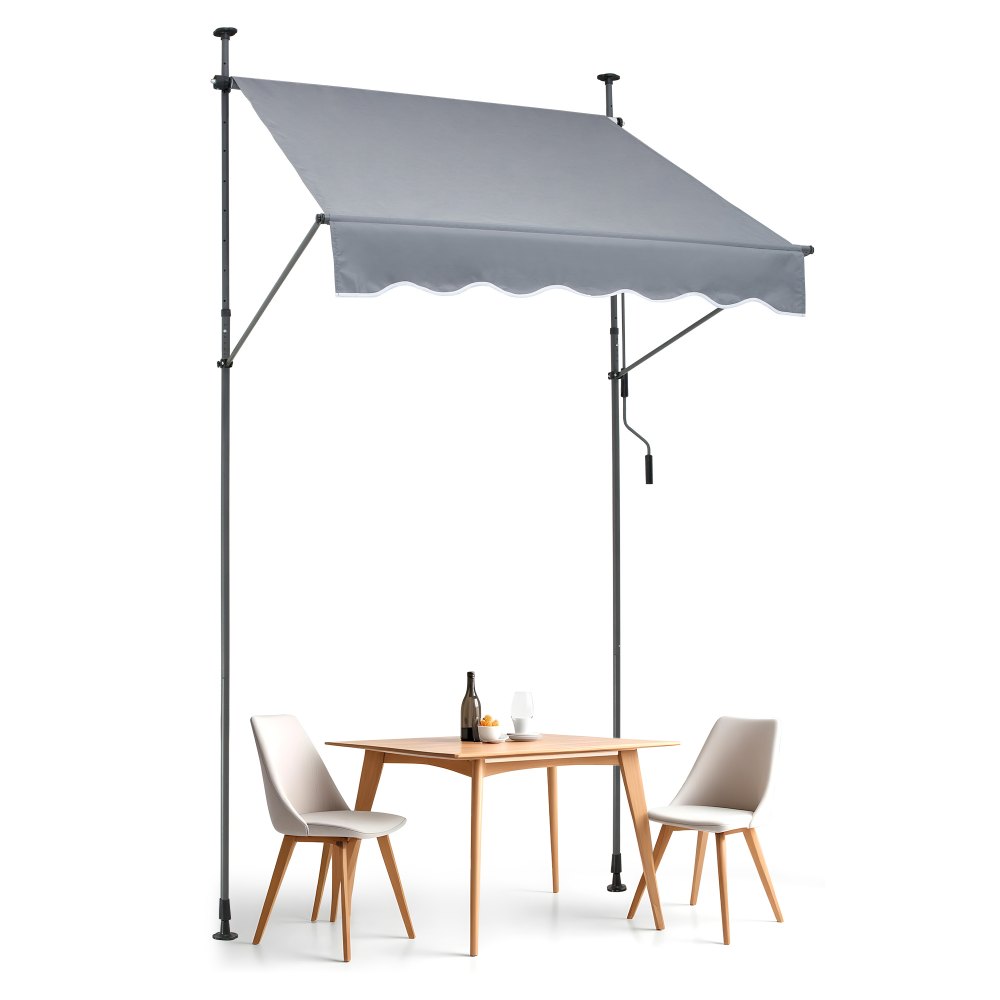 VEVOR Toldo Retráctil Manual 1,5x1,2 m con Manivela para Balcón Terraza, Gris