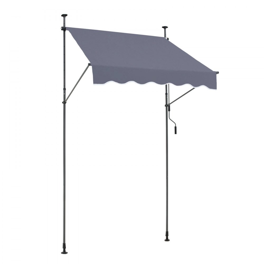 VEVOR Toldo Retráctil para Patio de 1,5x1,2 m Toldo Parasol con Manivela Manual Toldo para Patio al Aire Libre Altura Ajustable de 218 a 310 cm para Patio, Terraza, Jardín, Balcón, Gris Oscuro