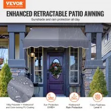 VEVOR Toldo Retráctil Manual 1,5x1,2 m con Manivela para Balcón Terraza, Gris