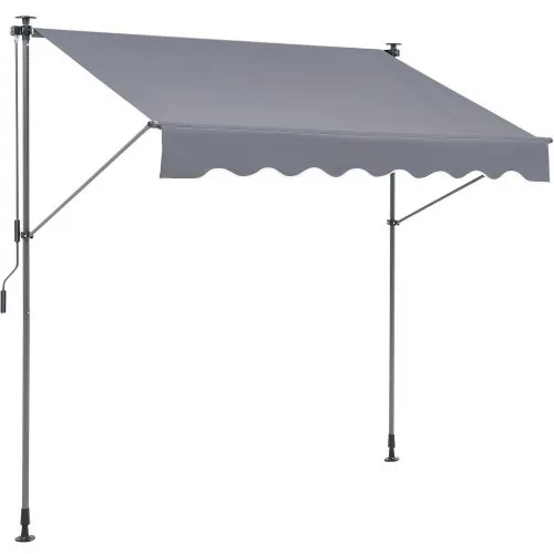 VEVOR Toldo Retráctil de 2 x 1,2 m, Toldo Manual para Terraza Altura Ajustable, Resistente al Viento y a los Rayos UV, con Cortina Parasol de 1 m y Manivela para Terraza, Patio Trasero, Jardín, Balcón