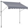 VEVOR Toldo Retráctil de 2 x 1,2 m, Toldo Manual para Terraza Altura Ajustable, Resistente al Viento y a los Rayos UV, con Cortina Parasol de 1 m y Manivela para Terraza, Patio Trasero, Jardín, Balcón