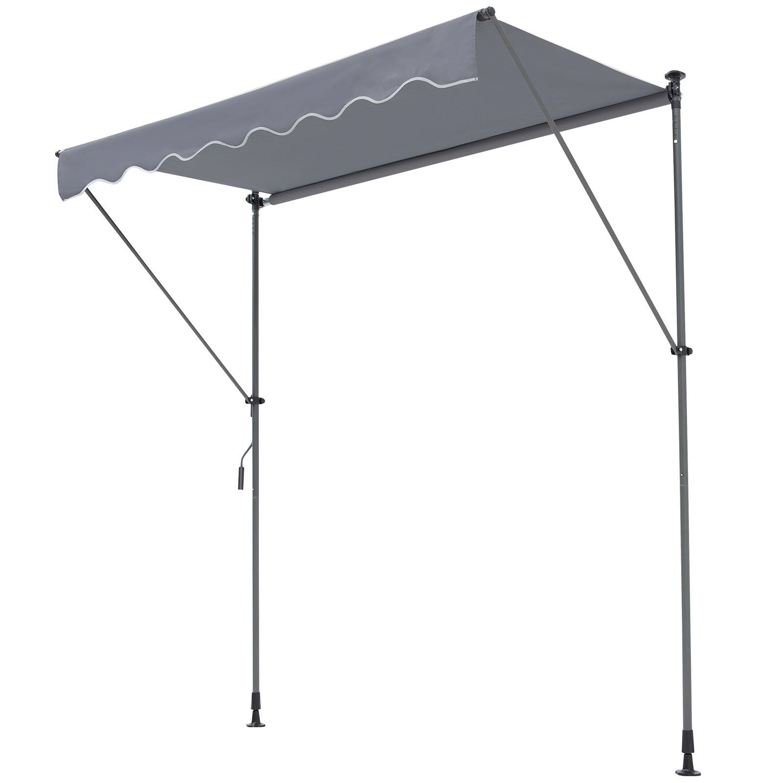 VEVOR Toldo Retráctil de 2 x 1,2 m, Toldo Manual para Terraza Altura Ajustable, Resistente al Viento y a los Rayos UV, con Cortina Parasol de 1 m y Manivela para Terraza, Patio Trasero, Jardín, Balcón