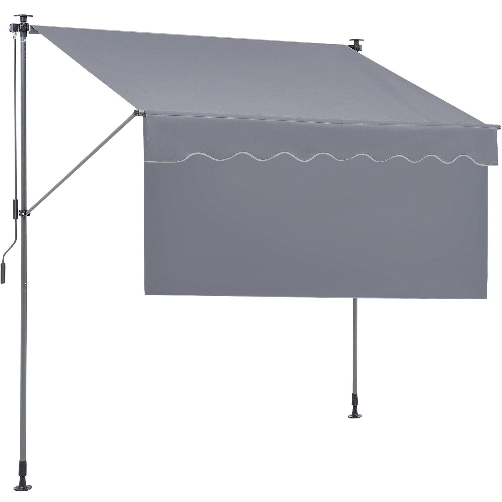 VEVOR Toldo Retráctil de 2 x 1,2 m, Toldo Manual para Terraza Altura Ajustable, Resistente al Viento y a los Rayos UV, con Cortina Parasol de 1 m y Manivela para Terraza, Patio Trasero, Jardín, Balcón