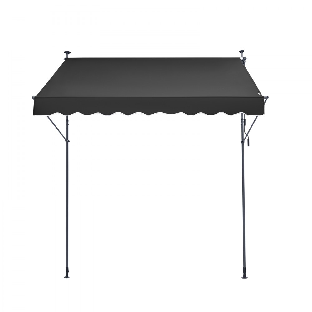 VEVOR Clamp Awning 250 x 120 cm, Balcony Awning with Hand Crank, Sun Awning, Patio Cover Sunsetter Deck, Height Adjustable from 218 to 309 cm, Awning for Patio/Balcony/Garden, Black