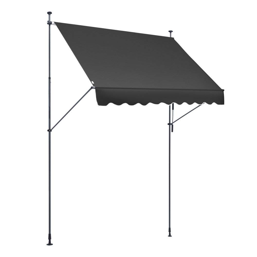 VEVOR Clamp Awning 250 x 120 cm, Balcony Awning with Hand Crank, Sun Awning, Patio Cover Sunsetter Deck, Height Adjustable from 218 to 309 cm, Awning for Patio/Balcony/Garden, Black