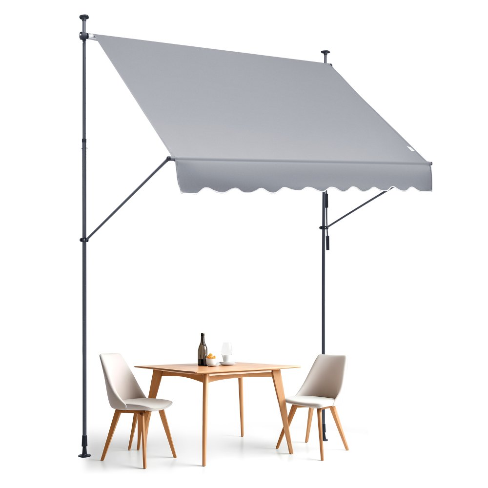 VEVOR Toldo Retráctil Manual 2,5x1,2 m con Manivela para Balcón Terraza, Gris