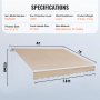 VEVOR Toldo para Terraza Retráctil 2,4x2,1 m Toldo Retráctil Patio Exterior 40°-90° Ajustable Viento/UV/Resistente al Agua Toldo Sombrilla Poliéster con Manivela para Patio, Terraza, Jardín, Balcón