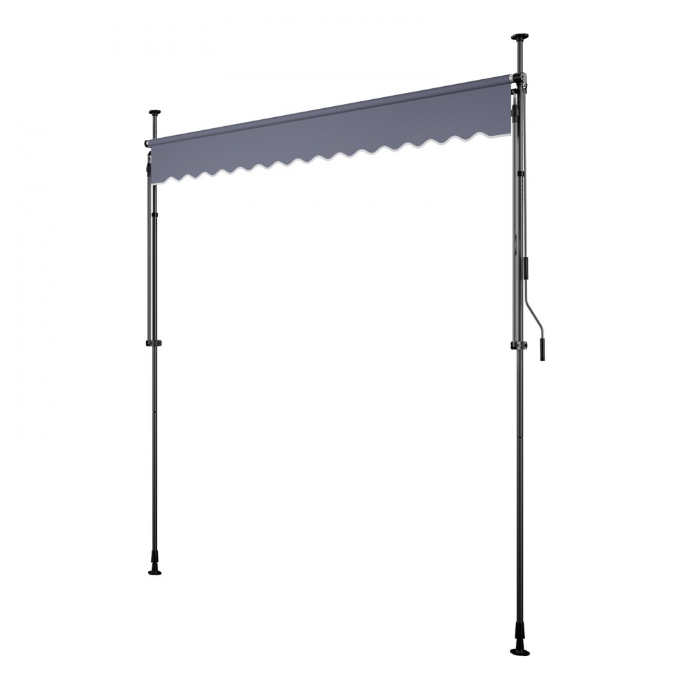 VEVOR Toldo Manual Retráctil 300 cm, Toldo Enrollable Exterior con Manivela Articulada, Altura Ajustable de 210 - 310 cm, Soporte de Aluminio, Instalación sin Taladro, para Balcón Terraza Jardín Patio
