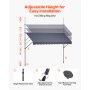 VEVOR Toldo Manual Retráctil 400 cm, Toldo Enrollable Exterior, Parasol Plegable Impermeable con Manivela Articulada, Altura Ajustable, Instalación sin Taladro, para Jardín Terraza Balcón, Gris Oscuro