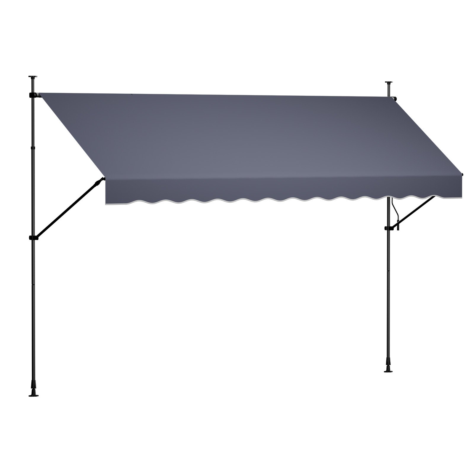 VEVOR Toldo Manual Retráctil 400 cm, Toldo Enrollable Exterior, Parasol Plegable Impermeable con Manivela Articulada, Altura Ajustable, Instalación sin Taladro, para Jardín Terraza Balcón, Gris Oscuro