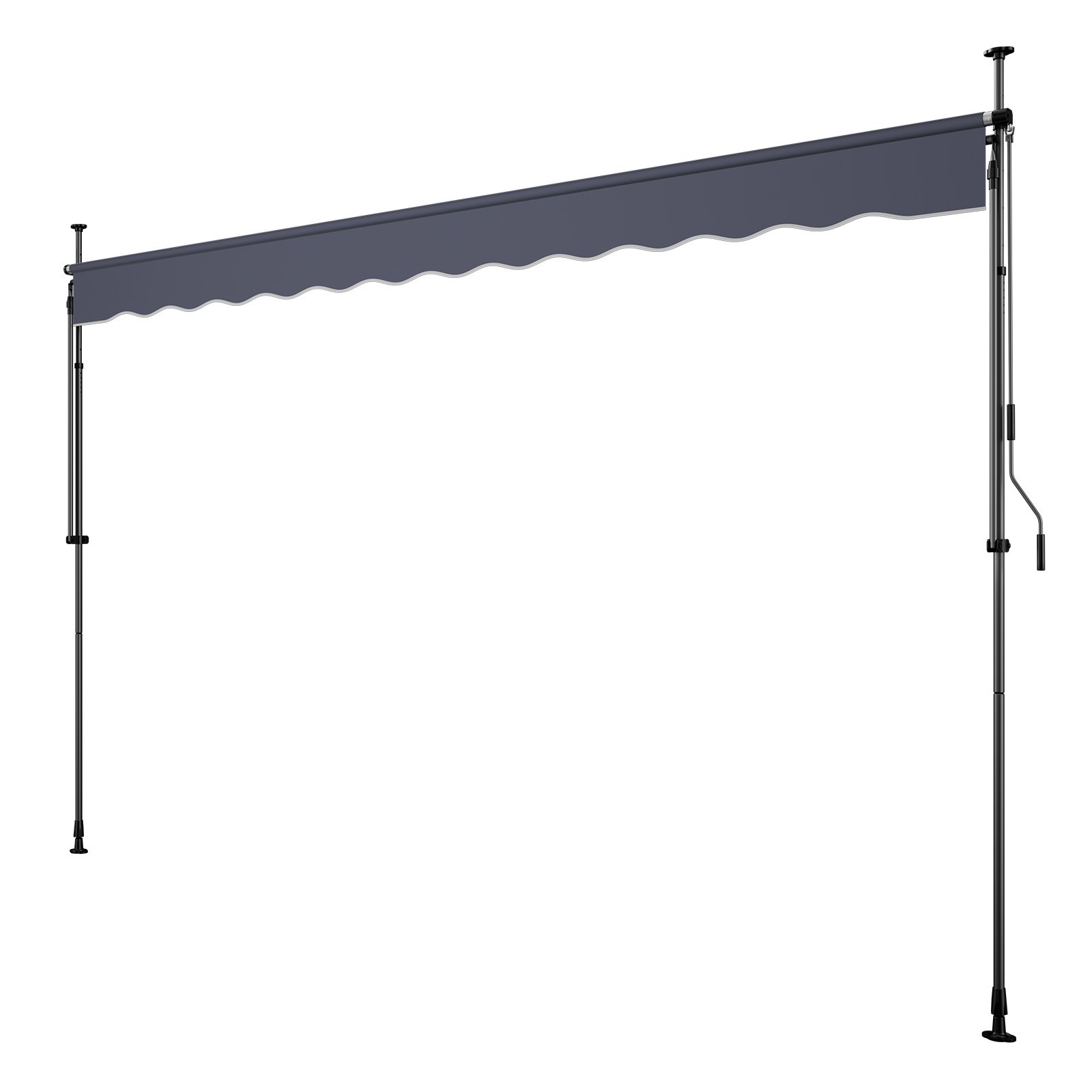 VEVOR Toldo Manual Retráctil 400 cm, Toldo Enrollable Exterior, Parasol Plegable Impermeable con Manivela Articulada, Altura Ajustable, Instalación sin Taladro, para Jardín Terraza Balcón, Gris Oscuro