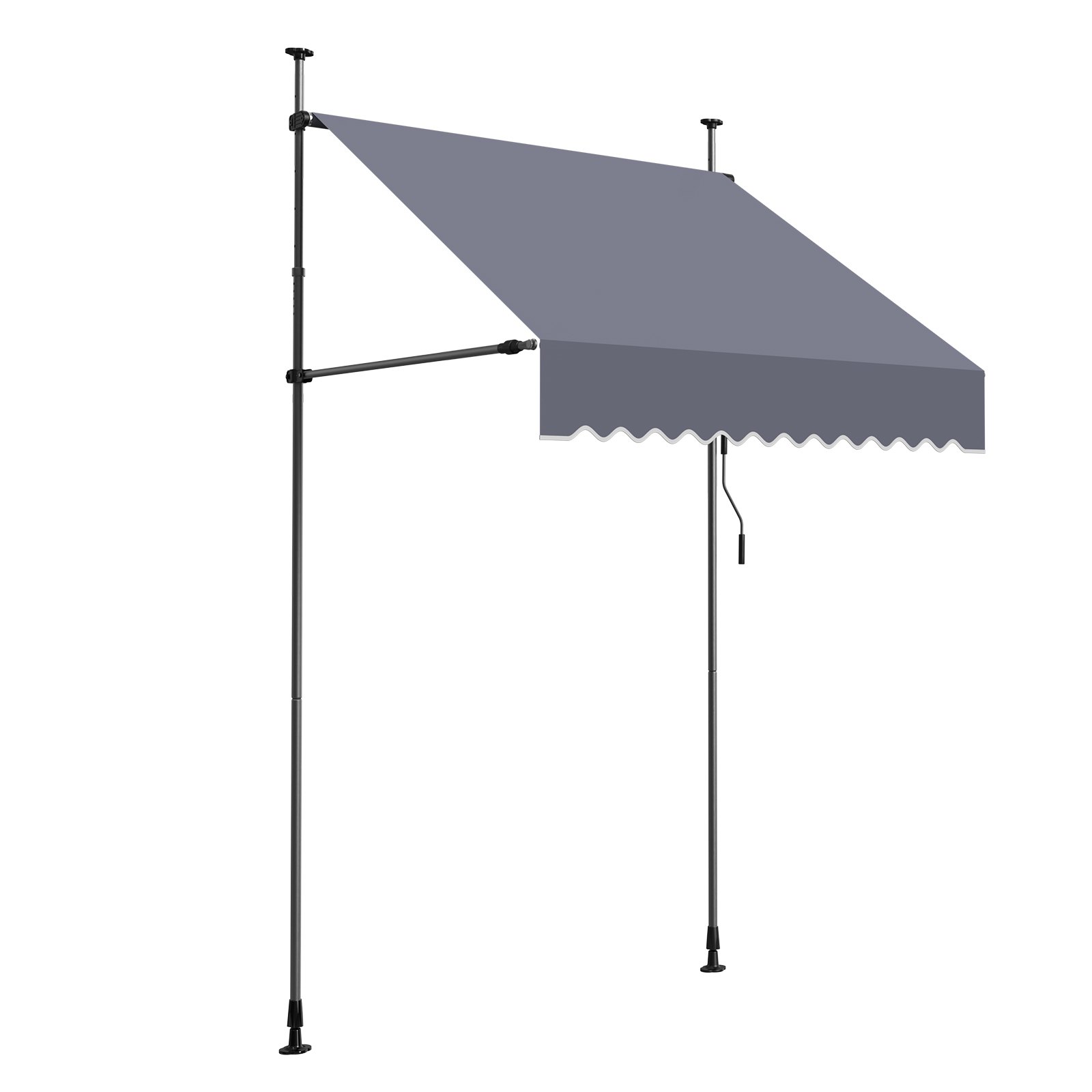 VEVOR Toldo Manual Retráctil 150 cm, Toldo Enrollable Exterior, Altura Ajustable 210 - 310 cm, Protección Solar, Manivela Articulada, sin Taladro, Parasol Impermeable para Jardín Patio Balcón Terraza