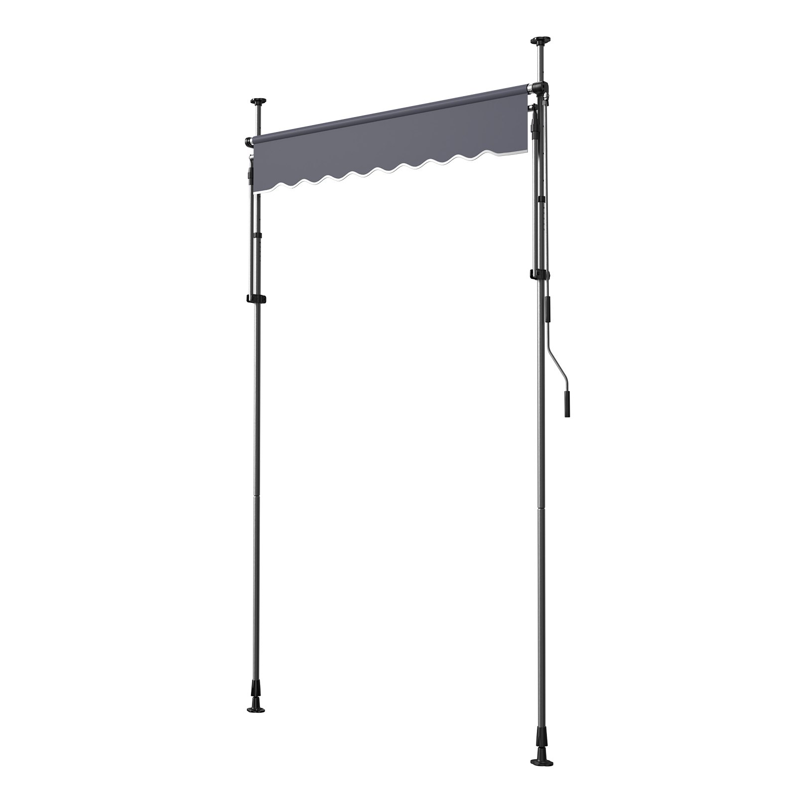 VEVOR Toldo Manual Retráctil 150 cm, Toldo Enrollable Exterior, Altura Ajustable 210 - 310 cm, Protección Solar, Manivela Articulada, sin Taladro, Parasol Impermeable para Jardín Patio Balcón Terraza