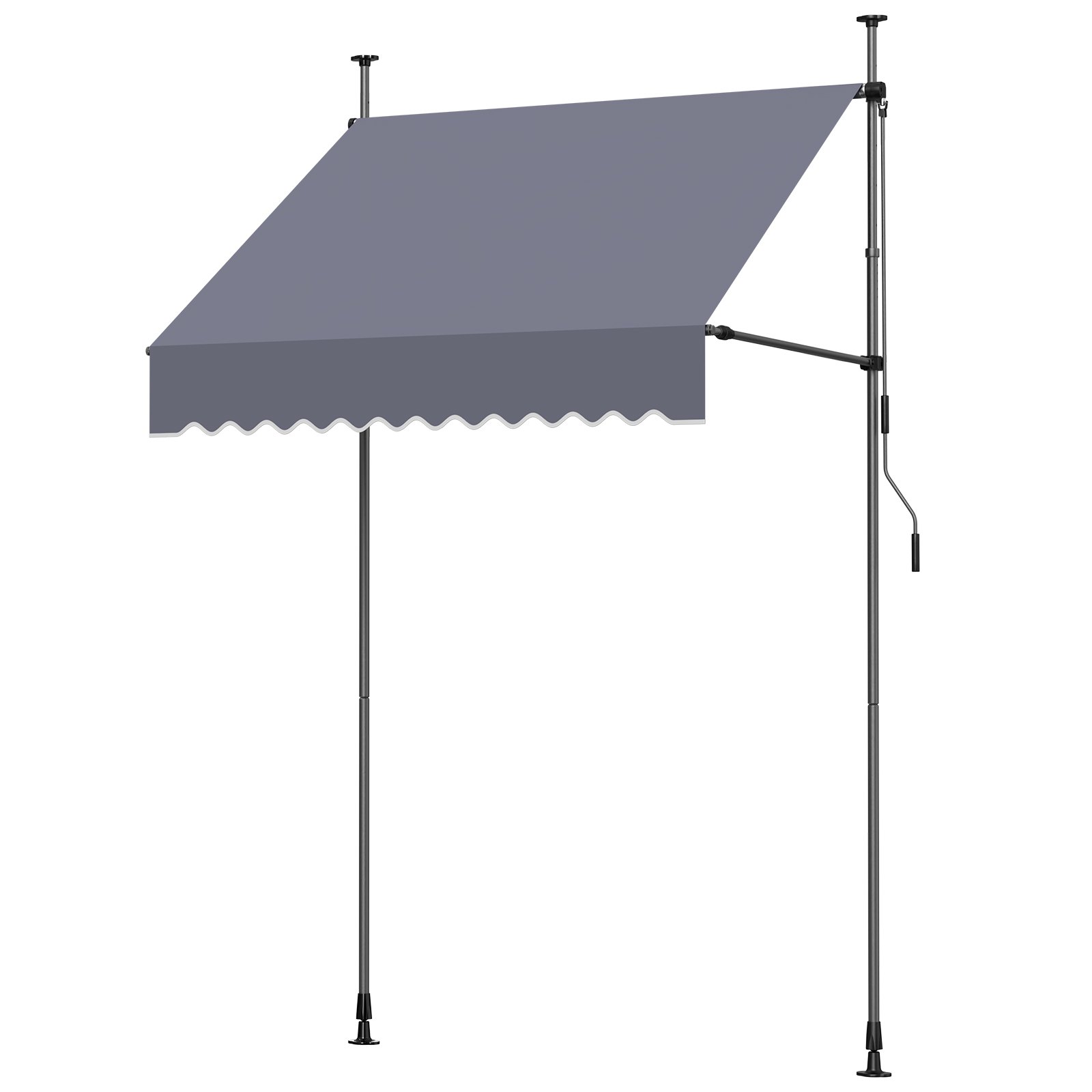 VEVOR Toldo Manual Retráctil 150 cm, Toldo Enrollable Exterior, Altura Ajustable 210 - 310 cm, Protección Solar, Manivela Articulada, sin Taladro, Parasol Impermeable para Jardín Patio Balcón Terraza