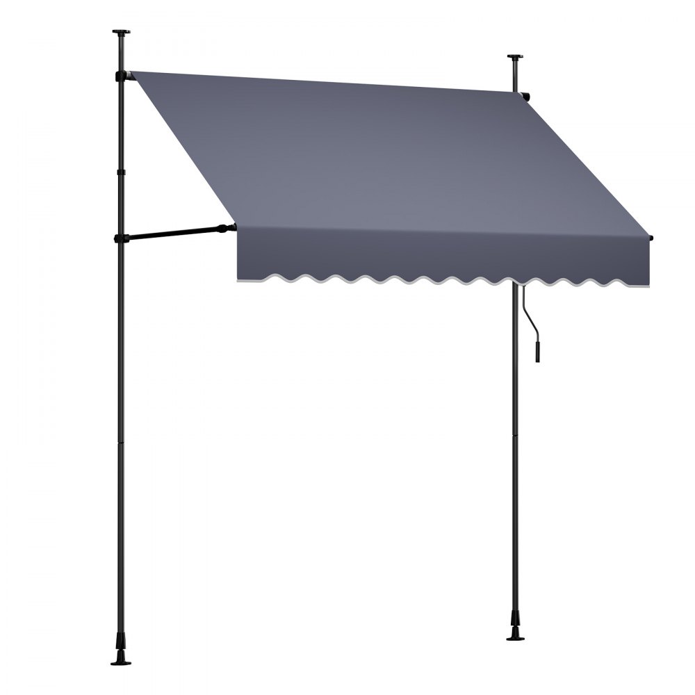 VEVOR Toldo Manual Retráctil 200 cm, Toldo Enrollable Exterior, Altura Ajustable de 210 - 310 cm, Manivela Articulada, Protección Solar UV, Instalación sin Taladro, para Jardín Patio Balcón Terraza
