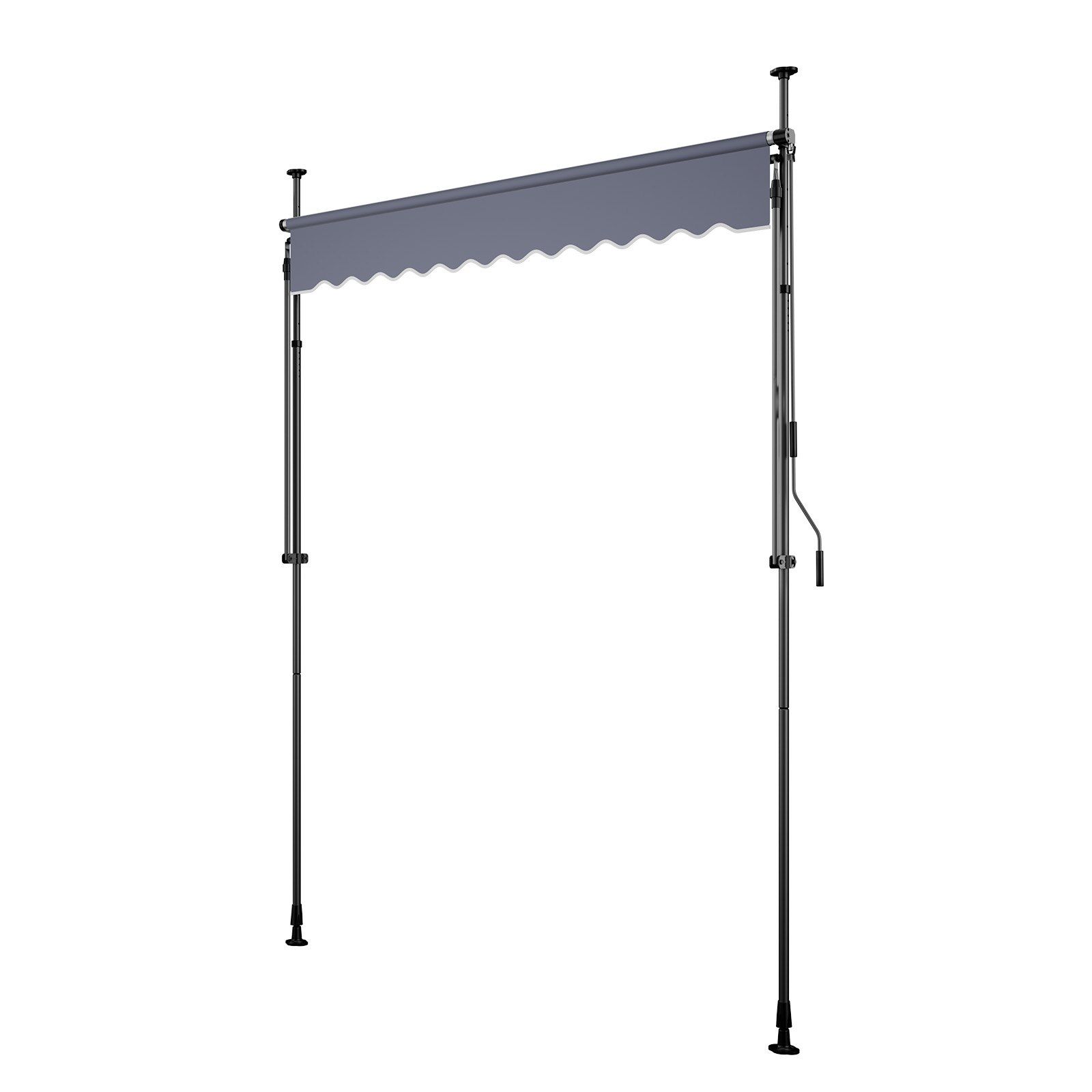 VEVOR Toldo Manual Retráctil 200 cm, Toldo Enrollable Exterior, Altura Ajustable de 210 - 310 cm, Manivela Articulada, Protección Solar UV, Instalación sin Taladro, para Jardín Patio Balcón Terraza